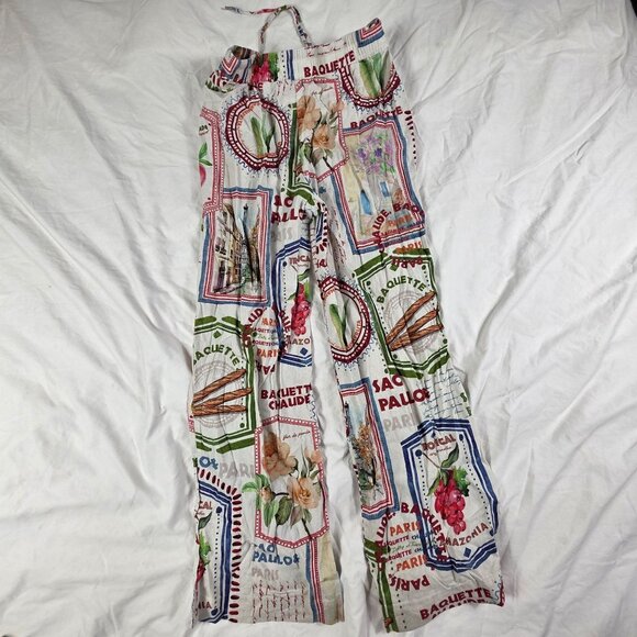 Rachel Zoe Womens Size Small White Patterned Pants Colorful Lightweight Casual - Picture 1 of 10